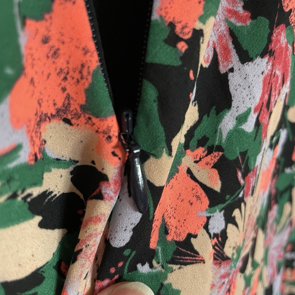 J Crew Merc Ruched Waist Dress Size 6‎ Neon Floral Flounce Sleeveless Fairy Soft - Picture 11 of 13